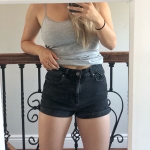 Black Denim Short - Mid/High Rise